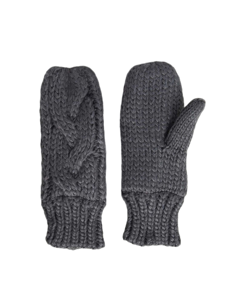 fisherman cable mitten in charcoal