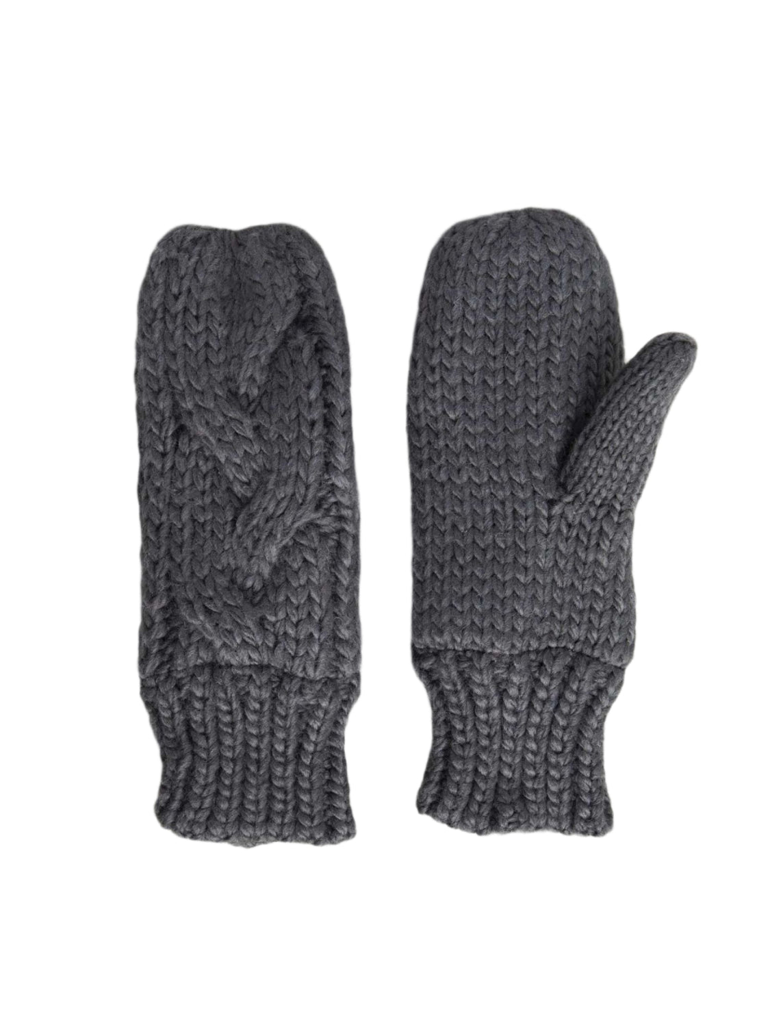 fisherman cable mitten in charcoal