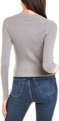 Ribbed Cropped Cardigan in Cement