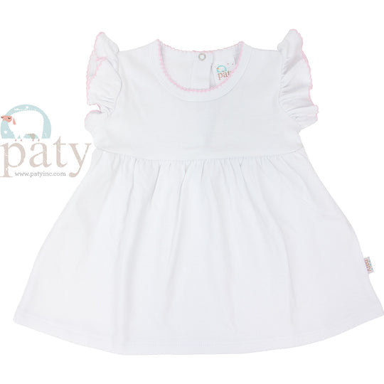 White Dress w/ Pink Picot