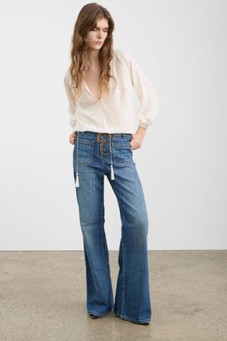 Florence Lace Up Jean in Classic Wash