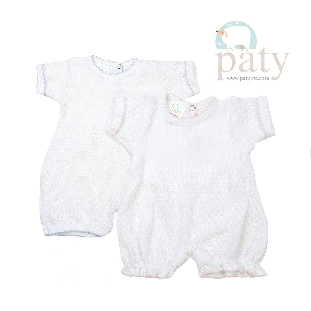 SS Cuffed Gathered Bubble in White/Pink