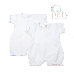 SS Cuffed Gathered Bubble in White/Pink