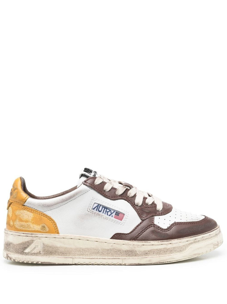 Supervintage Low Leather in White/Brown/Honey