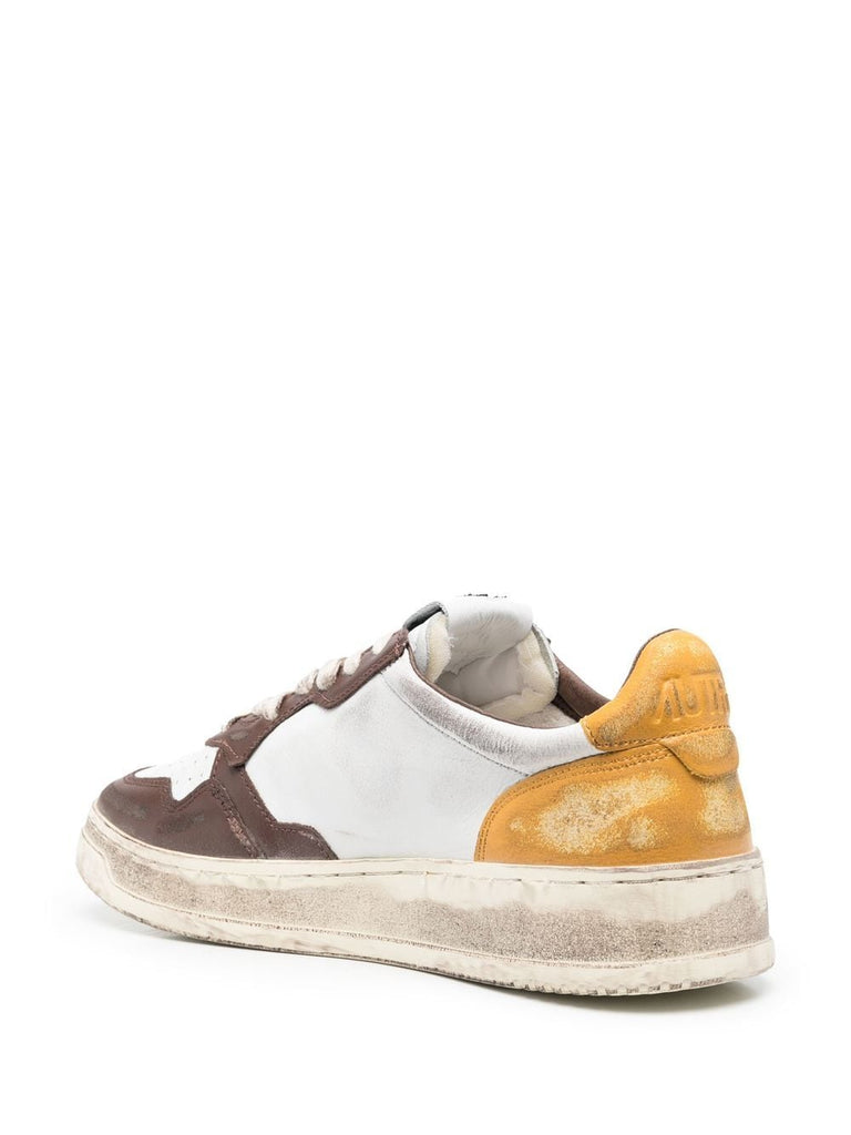 Supervintage Low Leather in White/Brown/Honey