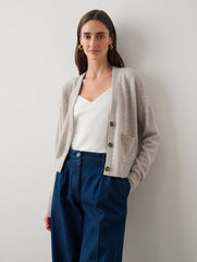 Cashmere Pocket Cardigan in Misty Grey Heather