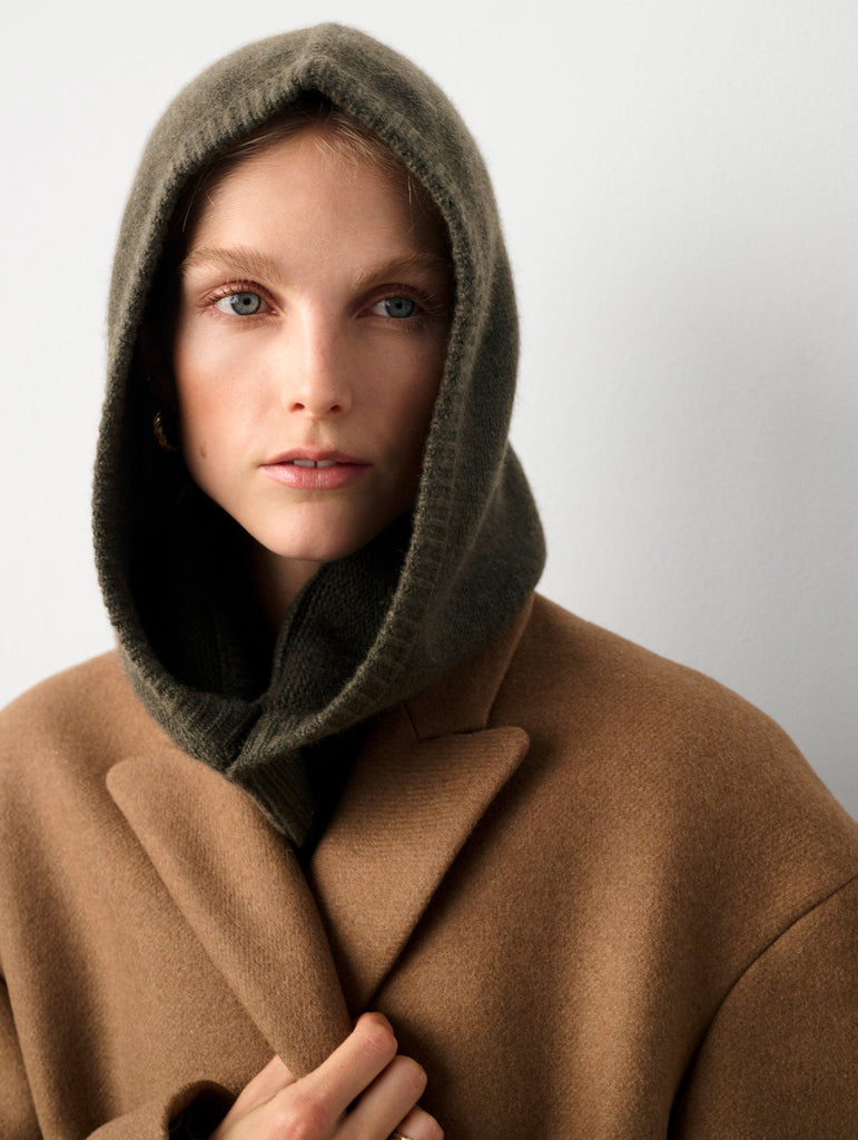 Cashmere Balaclava Hood in Thyme Heather