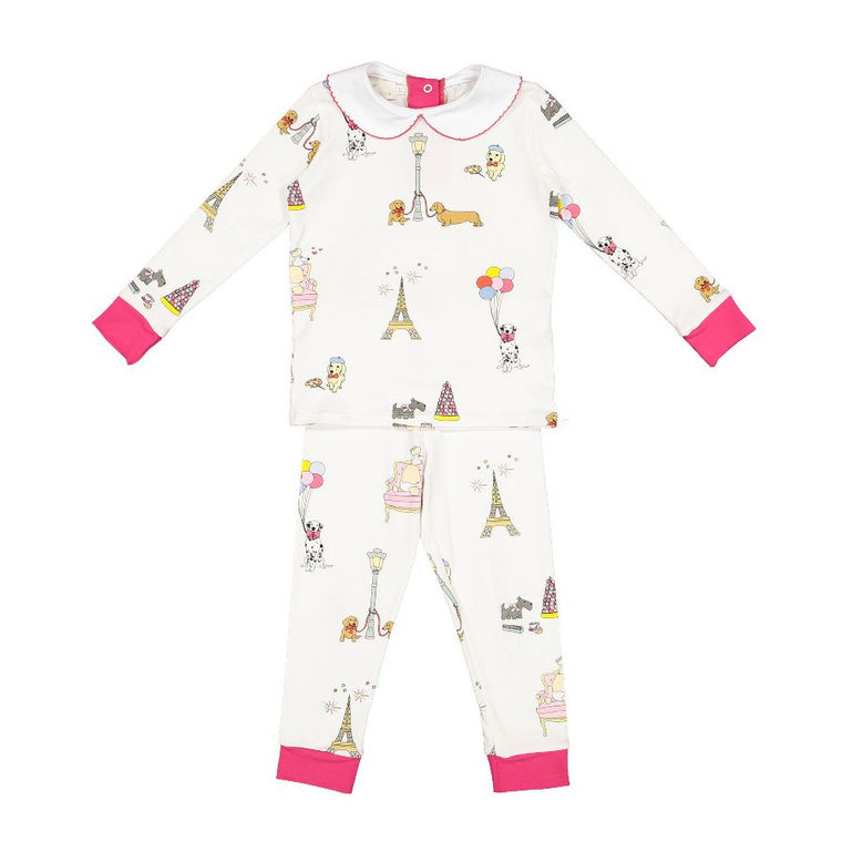 Dogs in Paris Girls Pajama Set