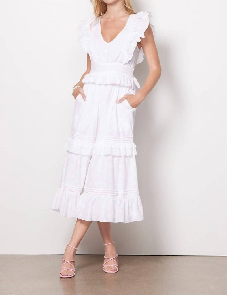 Cherie Midi Dress in White