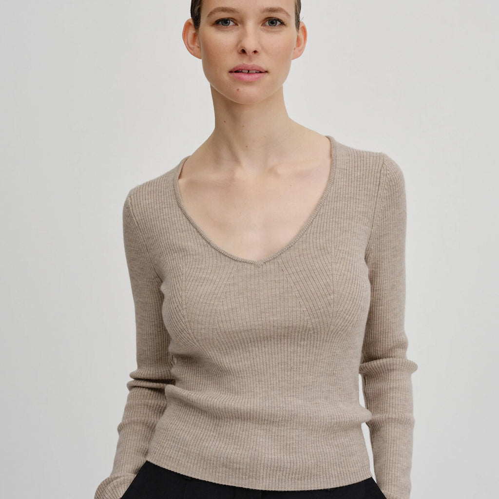 Nova Blouse Merino Wool in Champagne