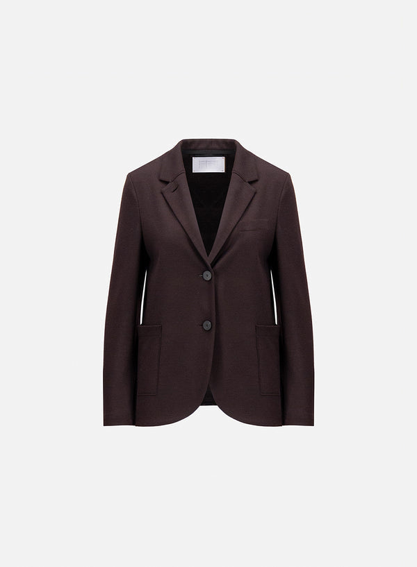 Women Stand Up Collar Blazer Superfine Merino in Brown