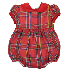Trocadero Velvet Collar Romper in Red Plaid