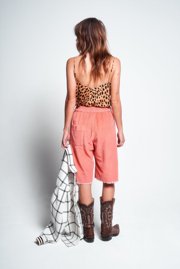 Stef Corduroy Pull-On Knee Short in Pale Orange