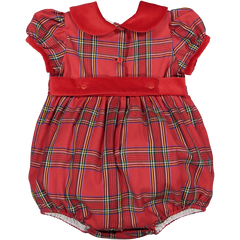 Trocadero Velvet Collar Romper in Red Plaid