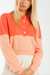 Color Block Chiquita Polo in Nectar/Coral