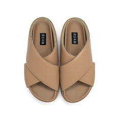 Cross Stack Platform Sandal in Nude