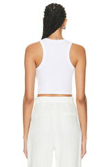 Silk Knit Crop Bold Sheath Tank in White