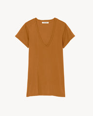 Carol V-Neck Tee in Burnt Ochre