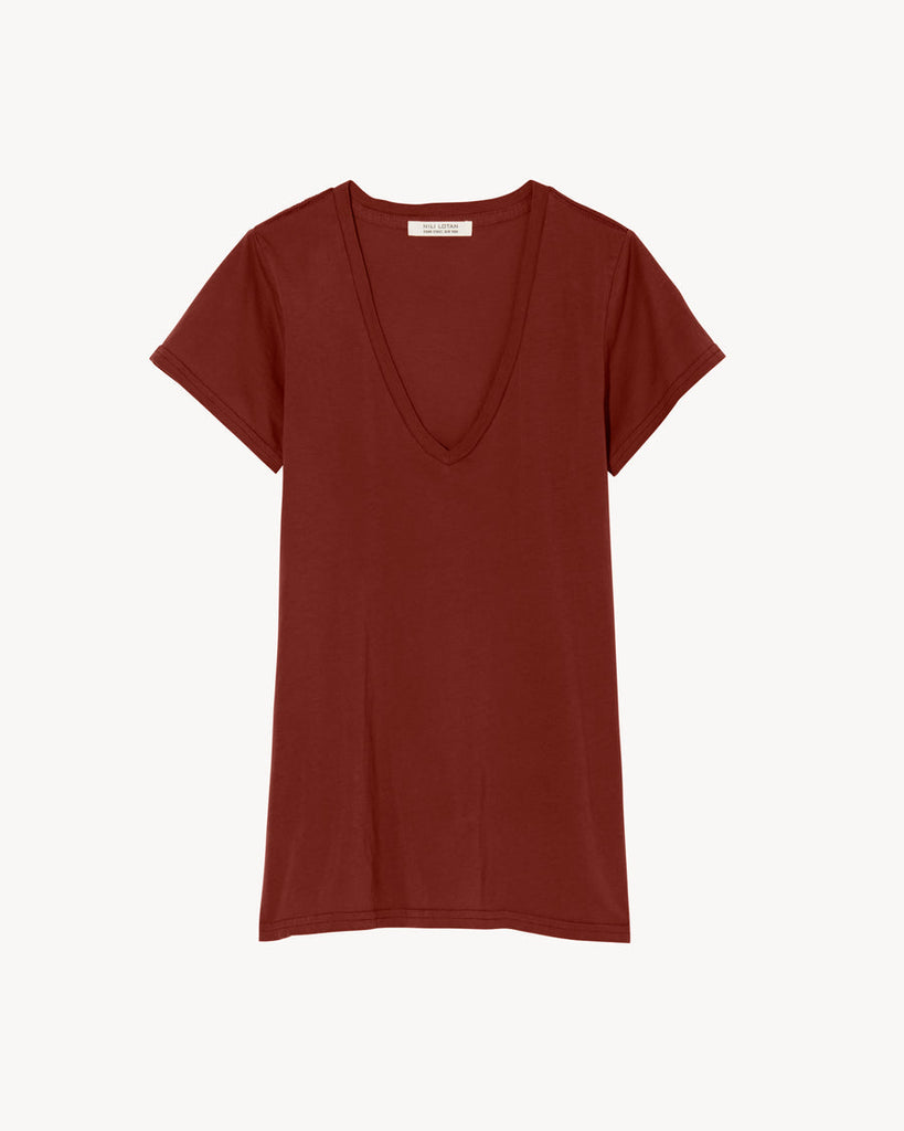 Carol V-Neck Tee in Henna