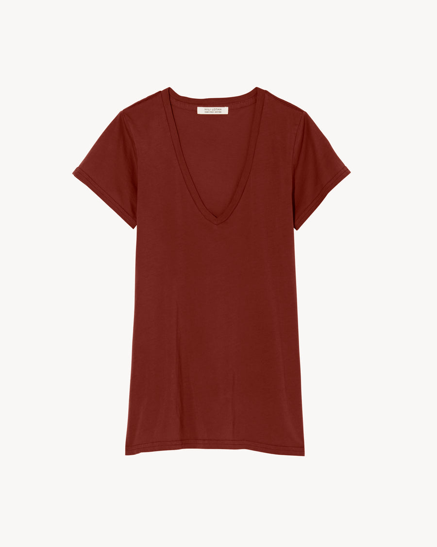 Carol V-Neck Tee in Henna