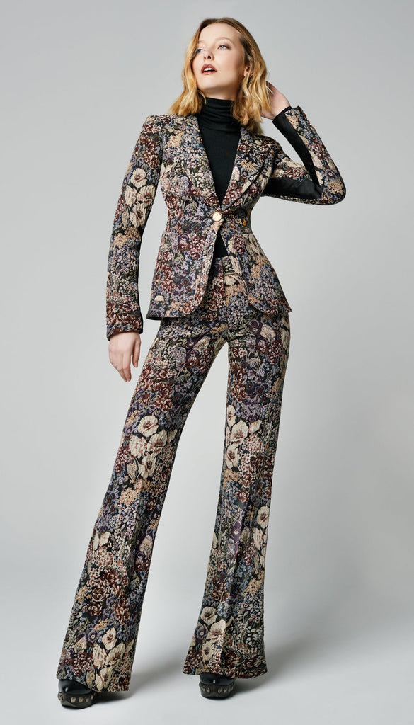 Patch Pocket Tux Stripe Blazer in Midnight Tapestry w/ Black