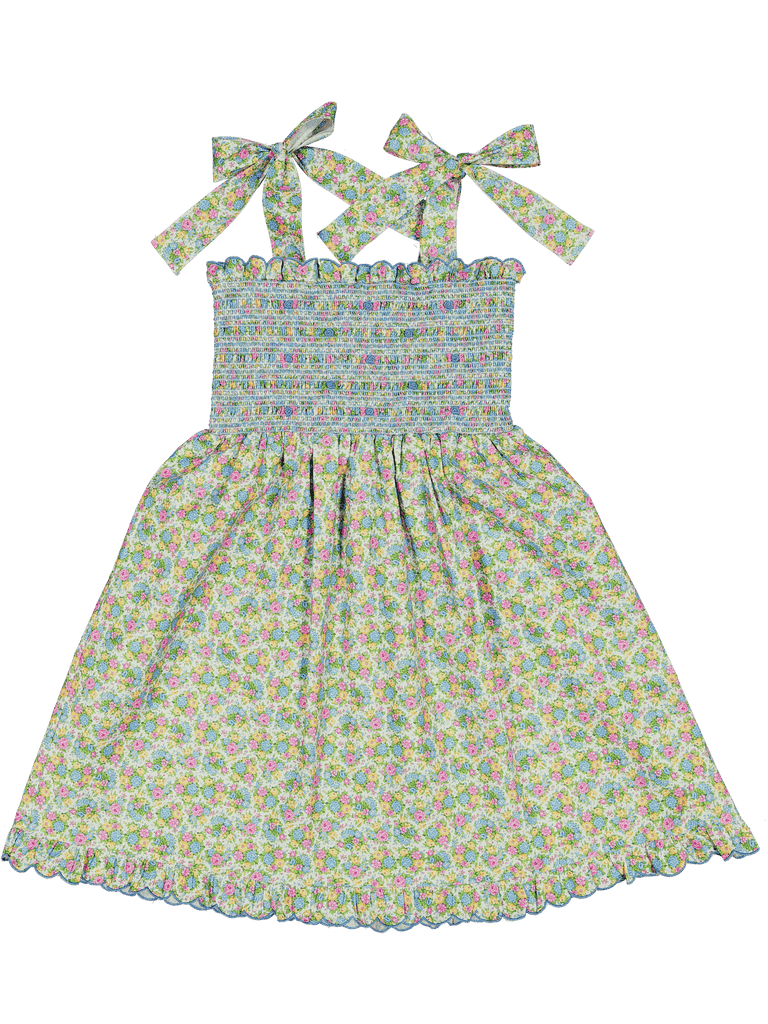 Smocked Dress in Multi Bouquet