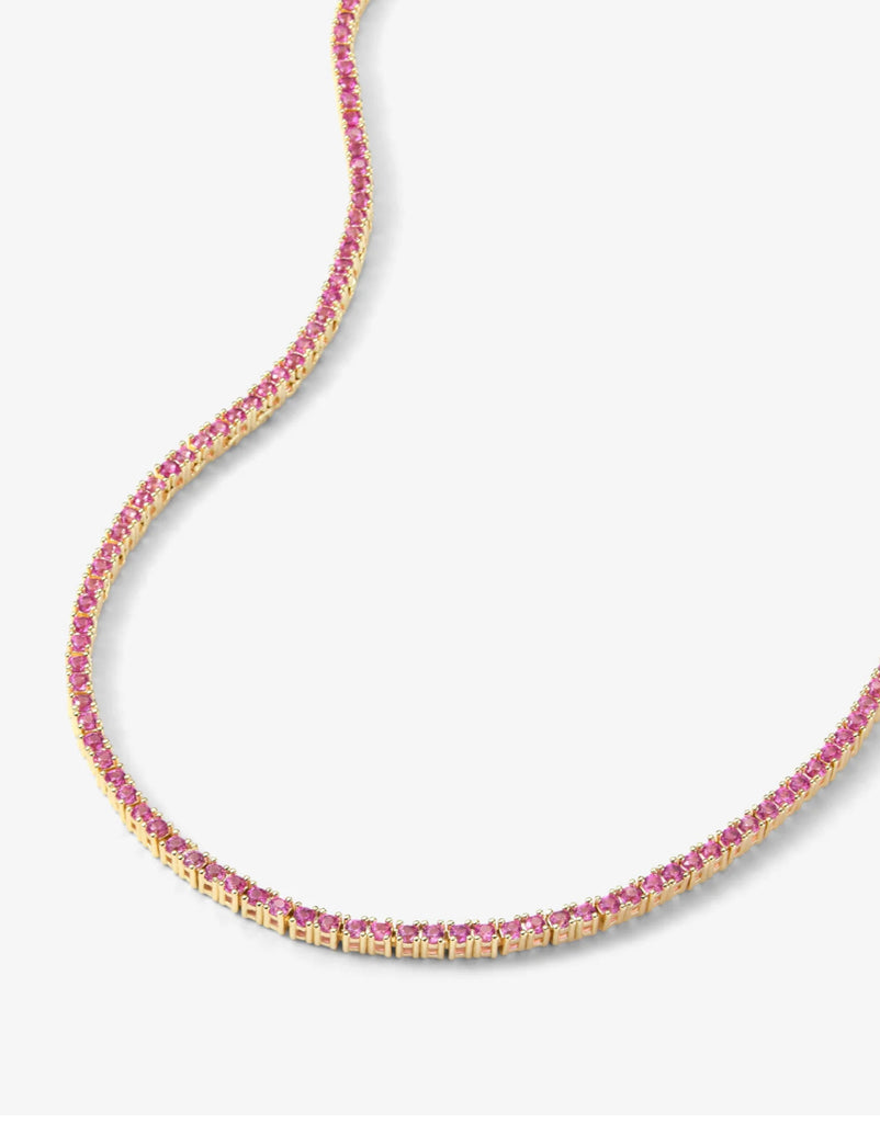 Baby Heiress Necklace (15") in Gold/Pink Diamonds