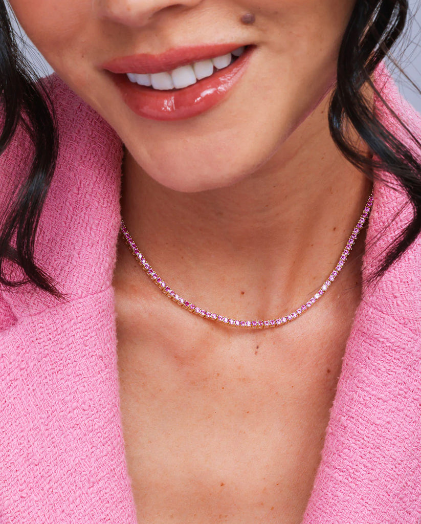 Baby Heiress Necklace (15") in Gold/Pink Diamonds