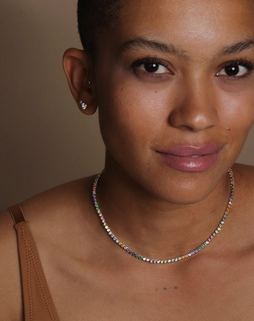 Baby Baroness Necklace (15") in Gold/Rainbow