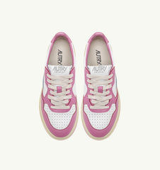 Medalist Low Leather in White/Mauve