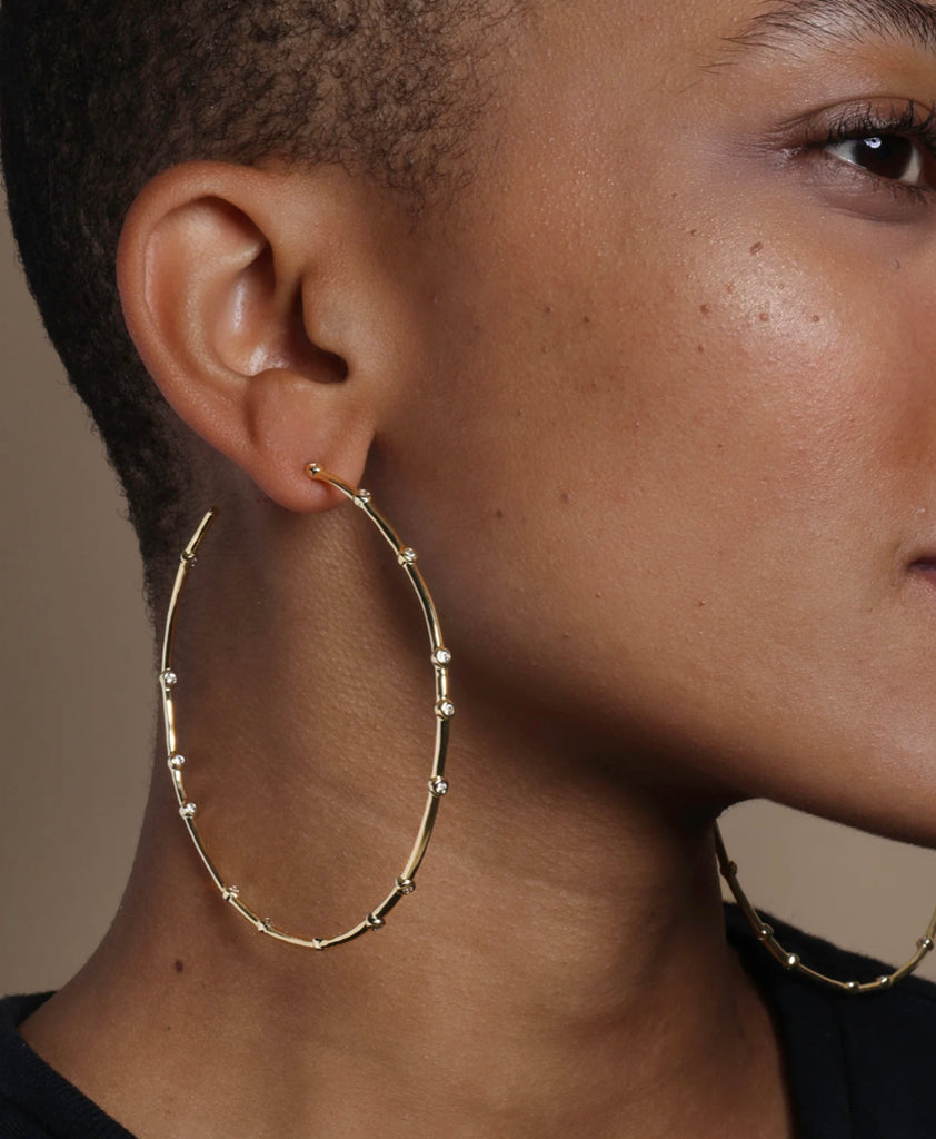 Big Hoops (3") in Gold/White Diamondettes