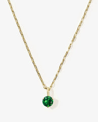 Not Your Basic Pendant Necklace in Gold/Emerald