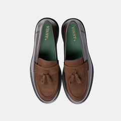 Richee Penny Loafer in Crust Leather Brown Suede