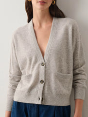 Cashmere Pocket Cardigan in Misty Grey Heather