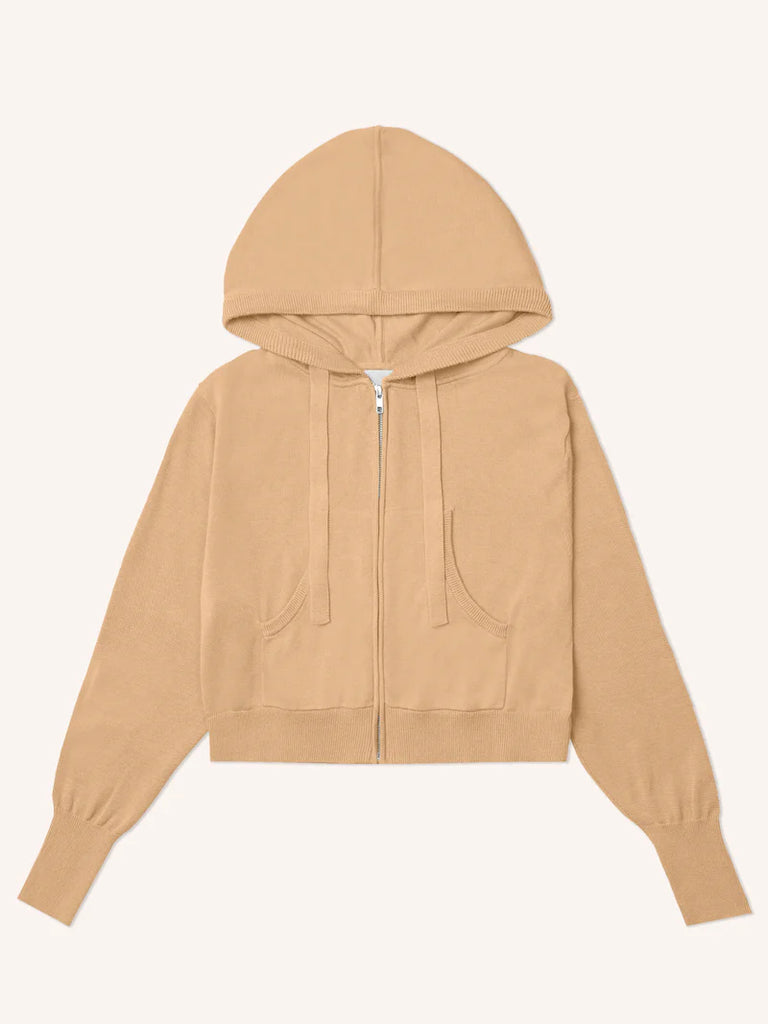 Rio Cropped Hoodie in Soft Camel
