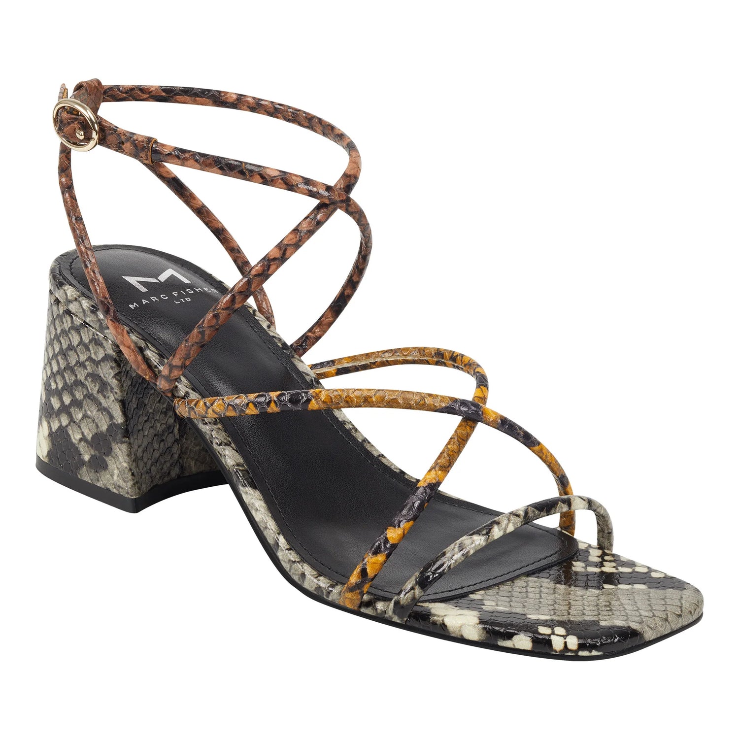 Nakitia Heeled Sandal in Black Multi Texture