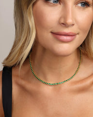 Baroness Necklace 15" in Emerald/Gold