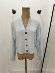 Cashmere Button Cardigan in Tidal Pool Heather