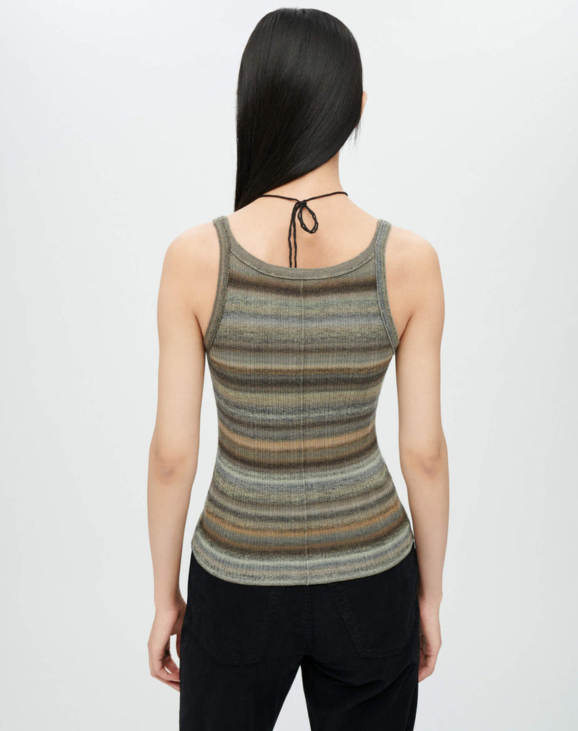 Ribbed Tank Top in Green Space Dye