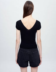 V-Neck Baby Tee in Vintage Black