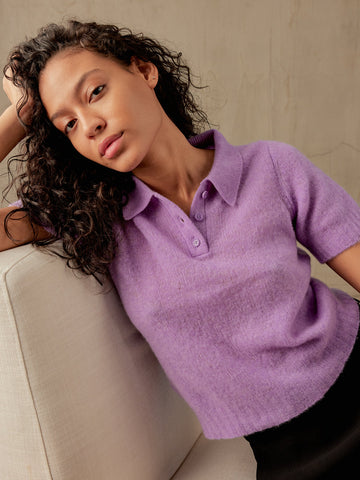 Cashmere Featherweight Polo in Lilac