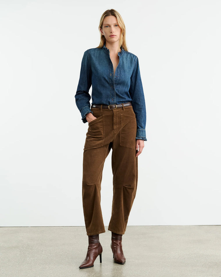 Nili Lotan Shon Corduroy Pant in Cigar Brown