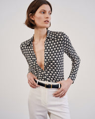 Celestine Shirt in Ivory & Black