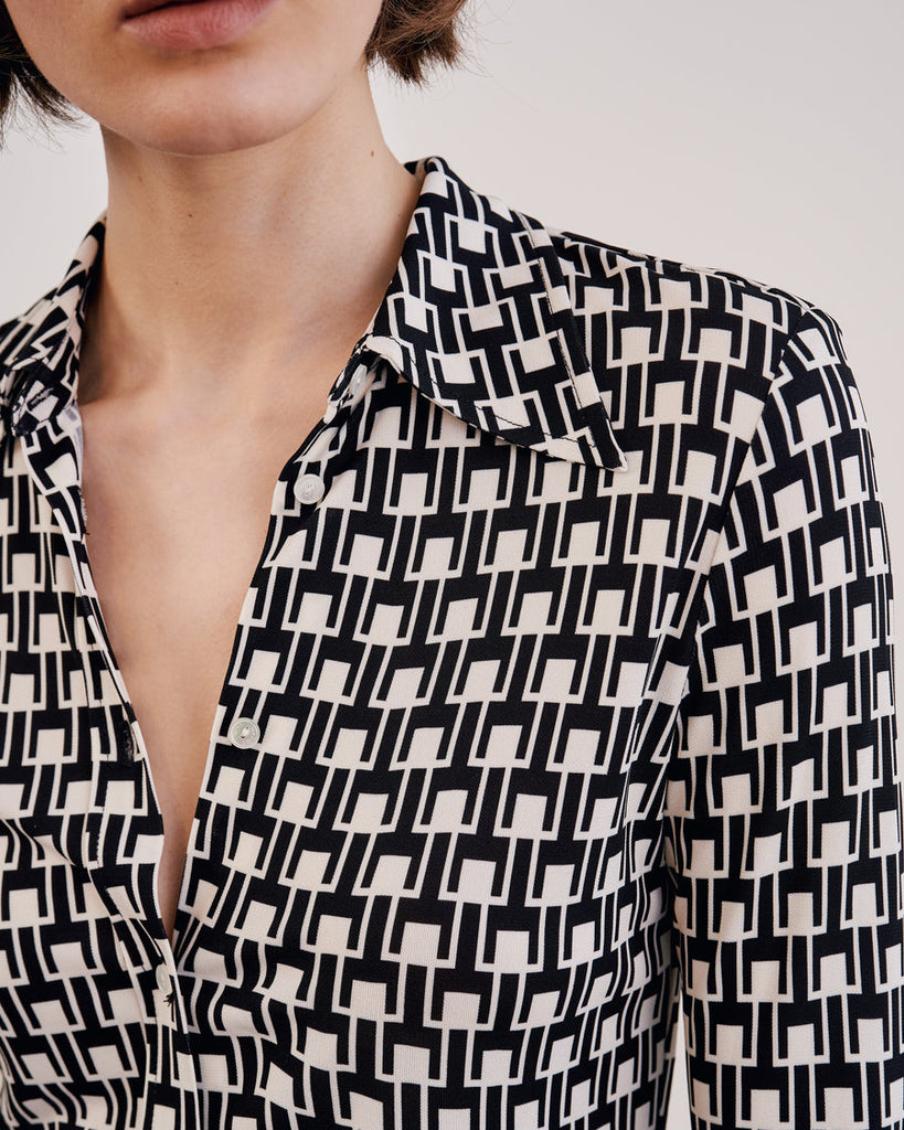 Celestine Shirt in Ivory & Black