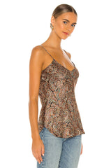 Isabella Cami Top in Green/Rust Paisley