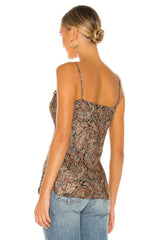 Isabella Cami Top in Green/Rust Paisley