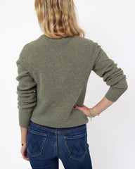 Cashmere Waffle Henley in Leaf Heather