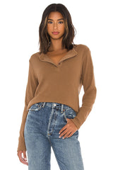 Henley Thermal Long Sleeve in Brown