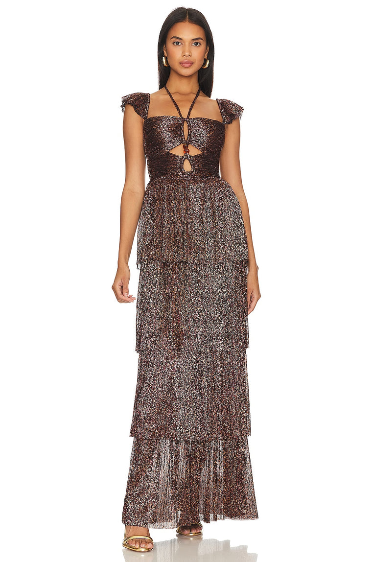 Zendaya Dress in Bronze Ruby