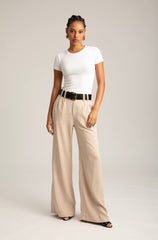 Pleated Trouser in Beige